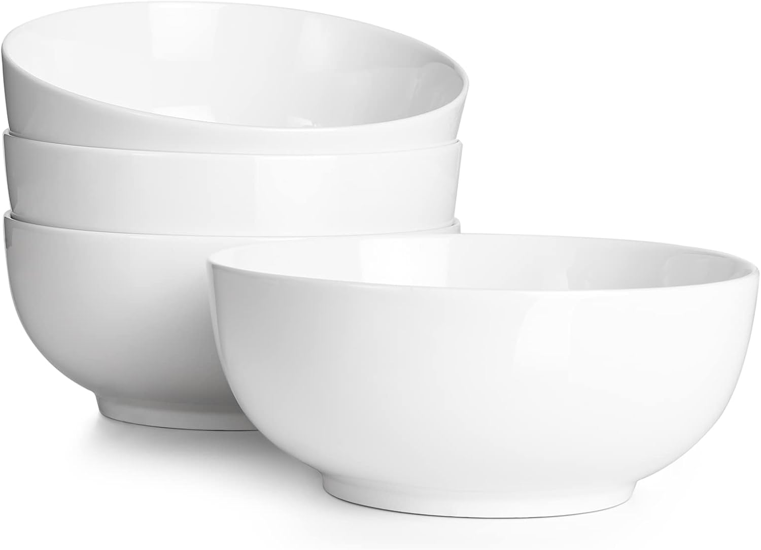 DOWAN 39 OZ Soup Bowls Set of 4 - Large Cereal Bowls  White Ceramic Big and Deep Ramen Bowls for Noodle  Pasta  Salad  Mixed Fruit - Dishwasher & Microwave Safe