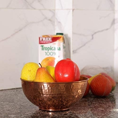 GoCraft Pure Copper Mixing Bowl with Hammered Finish for Salad  Egg Beating  Decorative & Kitchen Serving Purposes - 7.5" (Medium)