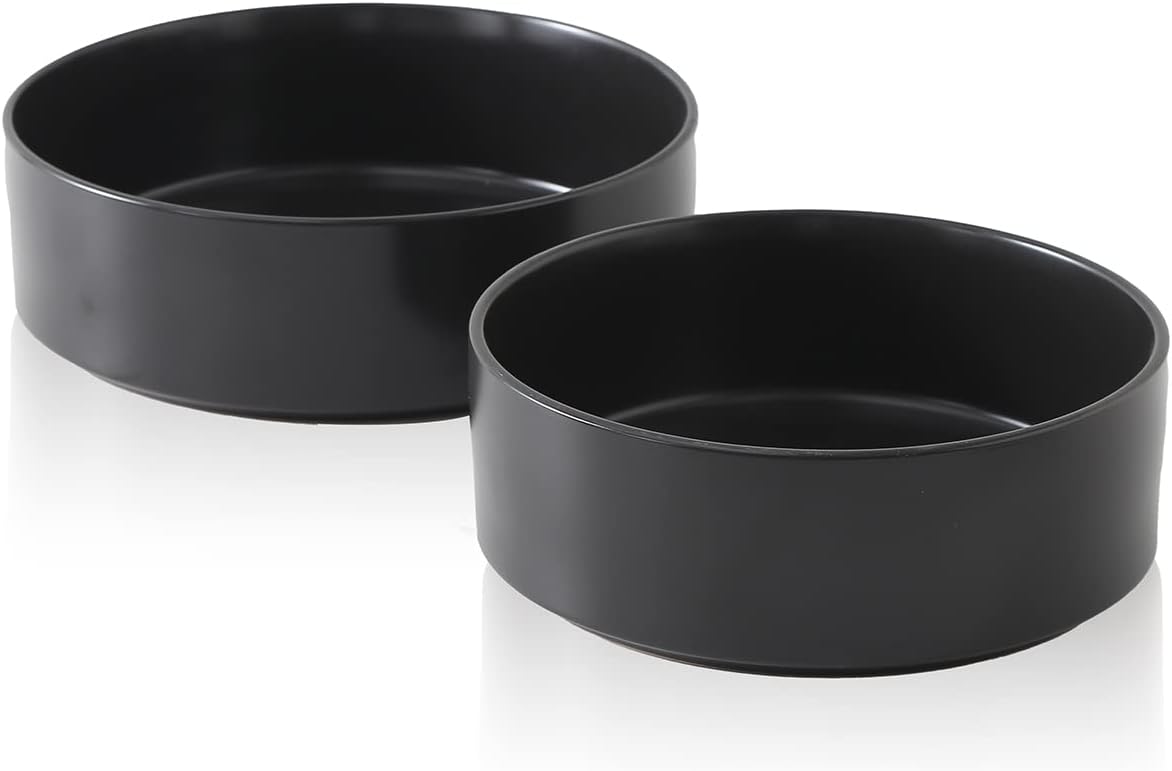 Stone Lain Celina Stoneware 2-Piece Serving Bowl Set  Black Bowls  Minimalist Dinnerware  Dish Set  Tall Rim  Microwave & Dishwasher Safe  Casual Tableware