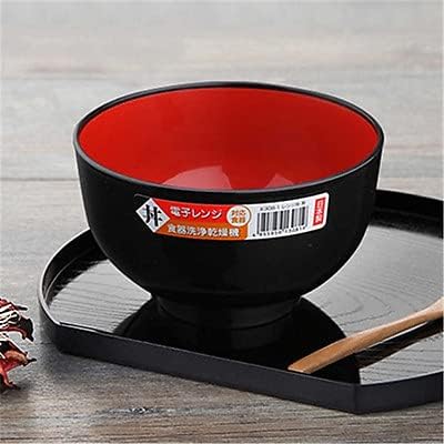 JapanBargain  Authentic Japanese Plastic Ramen Bowl  Black and Red Lacquered Style Noodle Soup Bowl  Made in Japan  Food Safe BPA Free  Microwave and Dishwasher Safe  38 oz