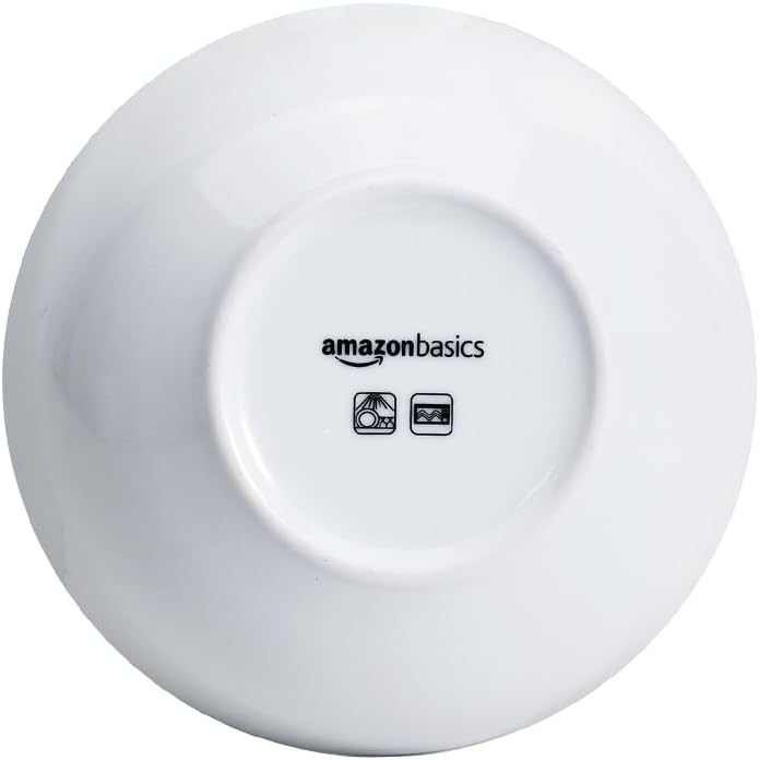 Amazon Basics 16-Pack White Porcelain Coupe Bowl  5.9" diameter  Round  Microwave-safe  Commercial-grade