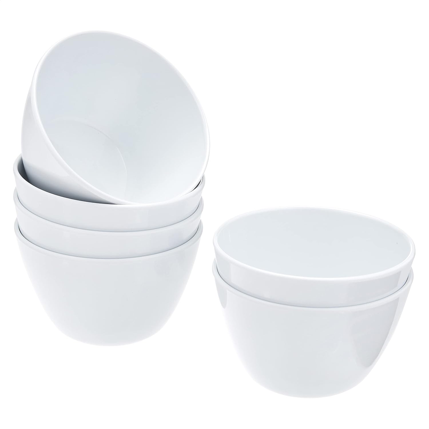 Amazon Basics Round Melamine Bowl  8 oz  White  6 Piece Set