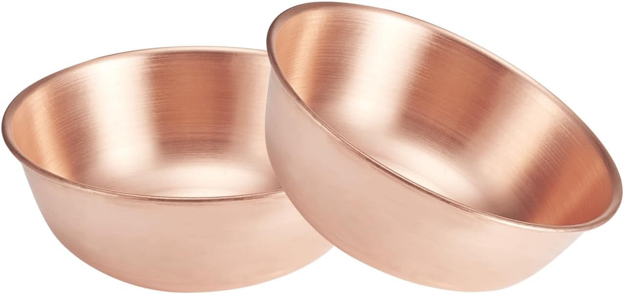 Purecopper-Medium 5.11'' Round Solid Copper Bowl - Handmade Decorative and Serving Bowls  Bowls for Food  Decoration  Condiments  Salt and Spices (2)