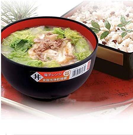 JapanBargain  Authentic Japanese Plastic Ramen Bowl  Black and Red Lacquered Style Noodle Soup Bowl  Made in Japan  Food Safe BPA Free  Microwave and Dishwasher Safe  38 oz