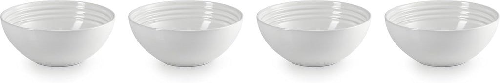 Le Creuset Stoneware Set of 4 Soup Bowls  22 oz. (6.25") each  White