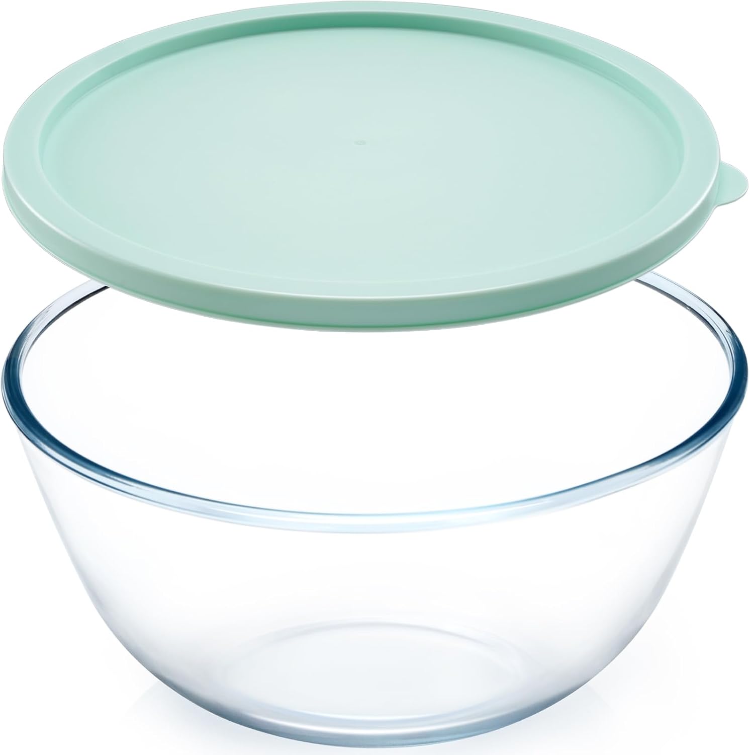 NUTRIUPS 4.7 Quart Large Glass Mixing Bowl with Lid  Deep Big Glass Bowl Large Salad Bowl (Horizon Green)