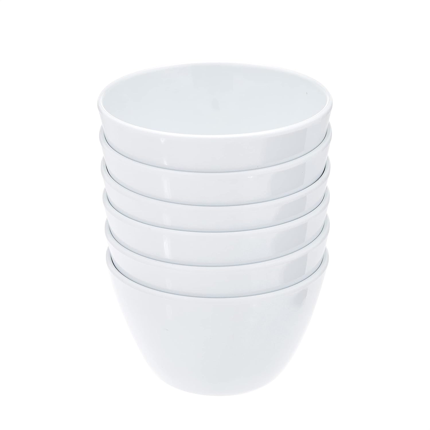 Amazon Basics Round Melamine Bowl  8 oz  White  6 Piece Set