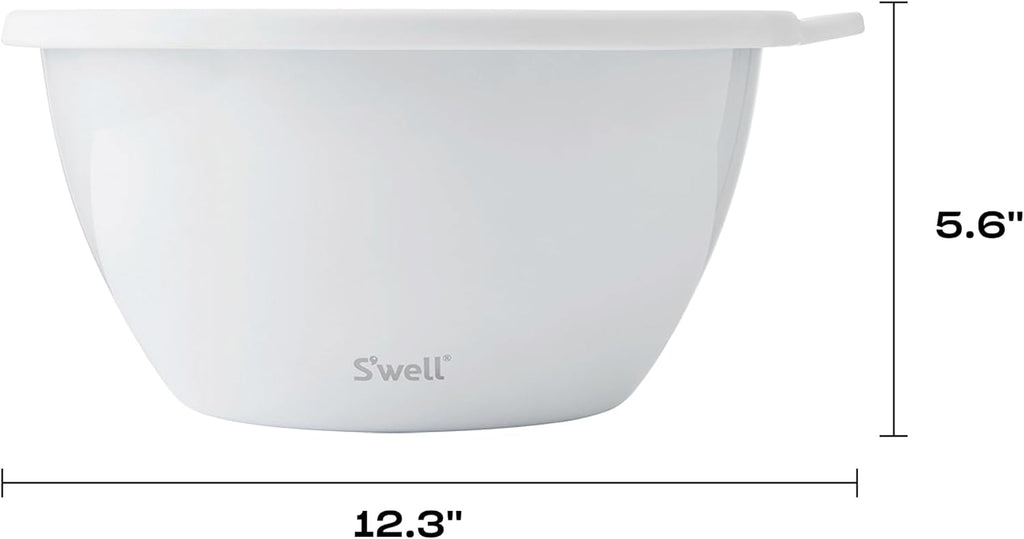 S'well Stainless Steel Salad Bowl Kit XL 184oz  Angel Food  Includes 5oz Canister For Dressing  Serving Utensils  and Removable Tray  Leakproof  Easy to Clean  Dishwasher and Refrigerator Safe