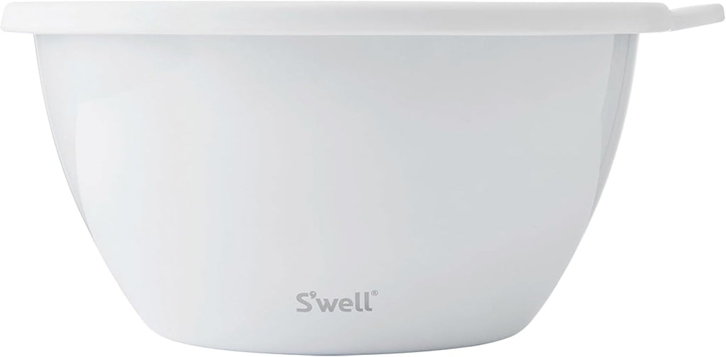 S'well Stainless Steel Salad Bowl Kit XL 184oz  Angel Food  Includes 5oz Canister For Dressing  Serving Utensils  and Removable Tray  Leakproof  Easy to Clean  Dishwasher and Refrigerator Safe