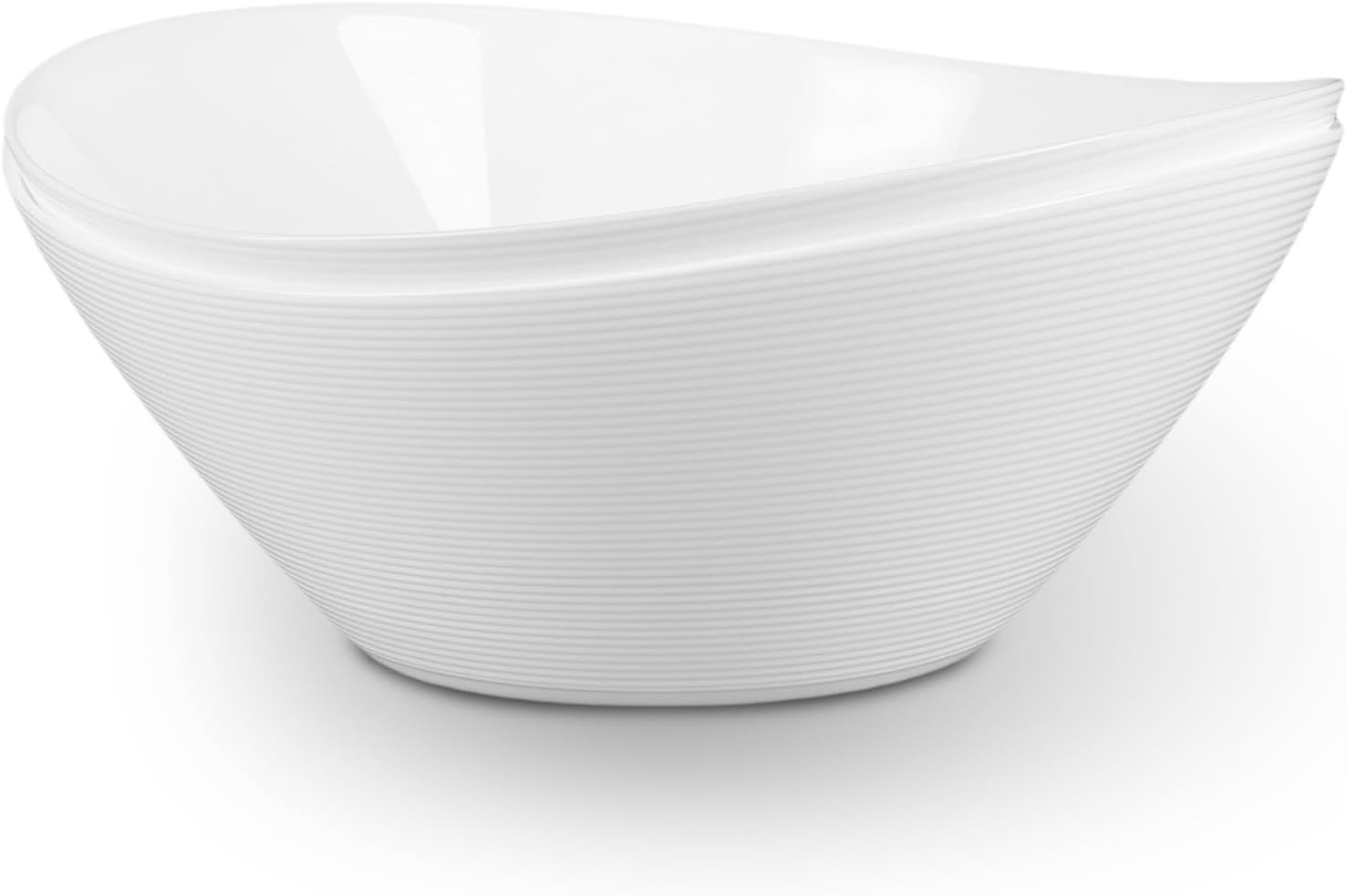 66 OZ Salad Bowl Set of 2  Opal Glass 10 inch Lightweight Serving Dishes for Salad  Fruit  Kitchen Microwave & Dishwasher Safe  Oval Shape White