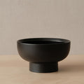 WENSHUO High-foot Deep Fruit Bowl  Ceramic Pedestal Decorative Bowl  Round Bowl for Salad  Small Size  (Matte Black  5.5")