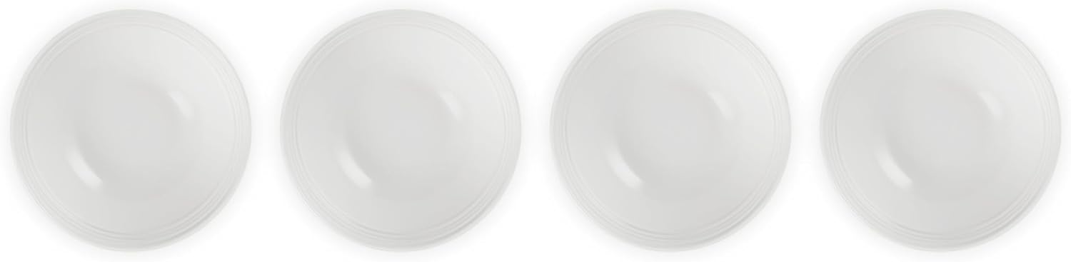 Le Creuset Stoneware Set of 4 Soup Bowls  22 oz. (6.25") each  White