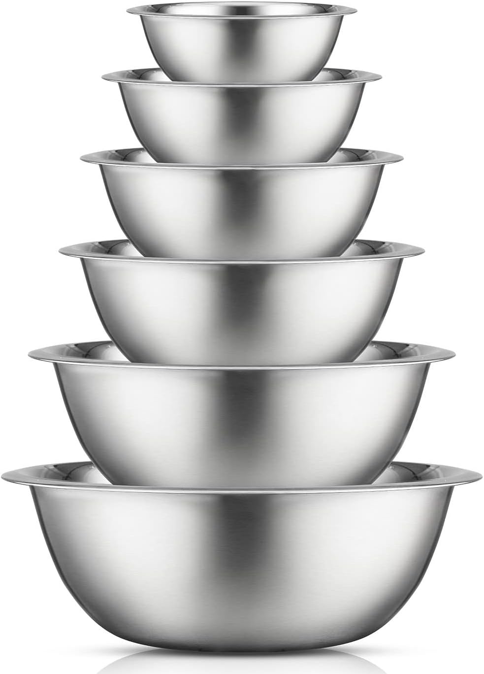 JoyJolt Stainless Steel Mixing Bowl Set - 6 Piece Nesting Bowls  5qt to 0.5qt  Ideal for Kitchen  Cooking  Baking and Storage