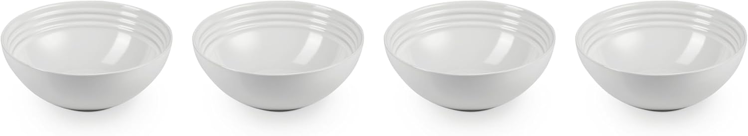 Le Creuset Stoneware Set of 4 Soup Bowls  22 oz. (6.25") each  White