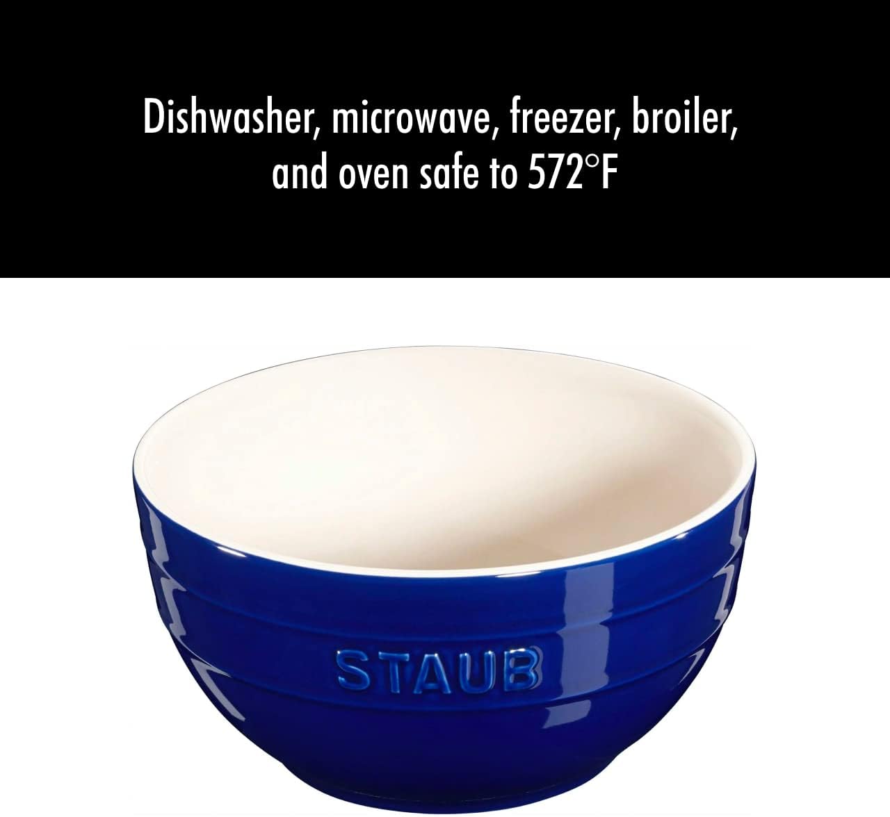 STAUB Ceramic 2-pc Large Universal Bowl Set  6.5-inch/1.25-qt  Dark Blue