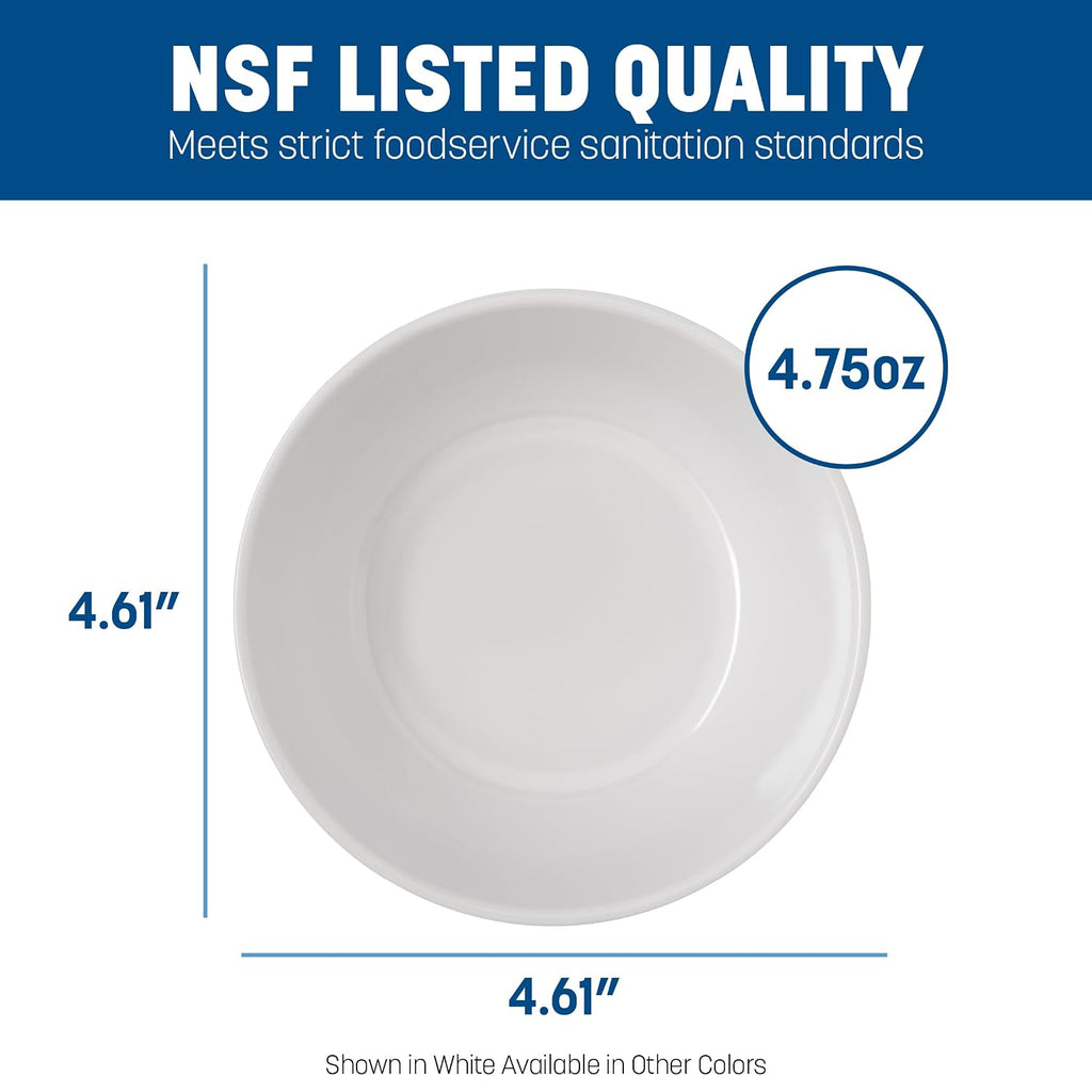 Carlisle FoodService Products Dallas Ware Reusable Plastic Bowl Fruit Bowl for Buffets  Home  and Restaurants  Melamine  4.75 Ounces  White  (Pack of 48)