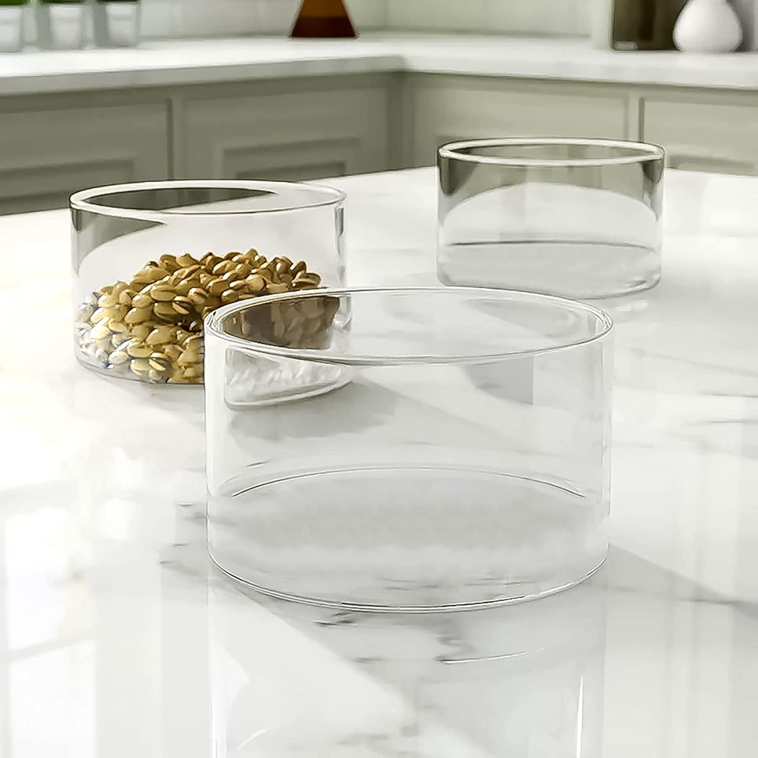 Large Glass Salad Bowl - Microwave & Dishwasher Safe - Centerpiece Serving Bowl - Mixing and Serving Dish - Clear Borosilicate Glass Fruit Bowl and Trifle Bowl  100oz.