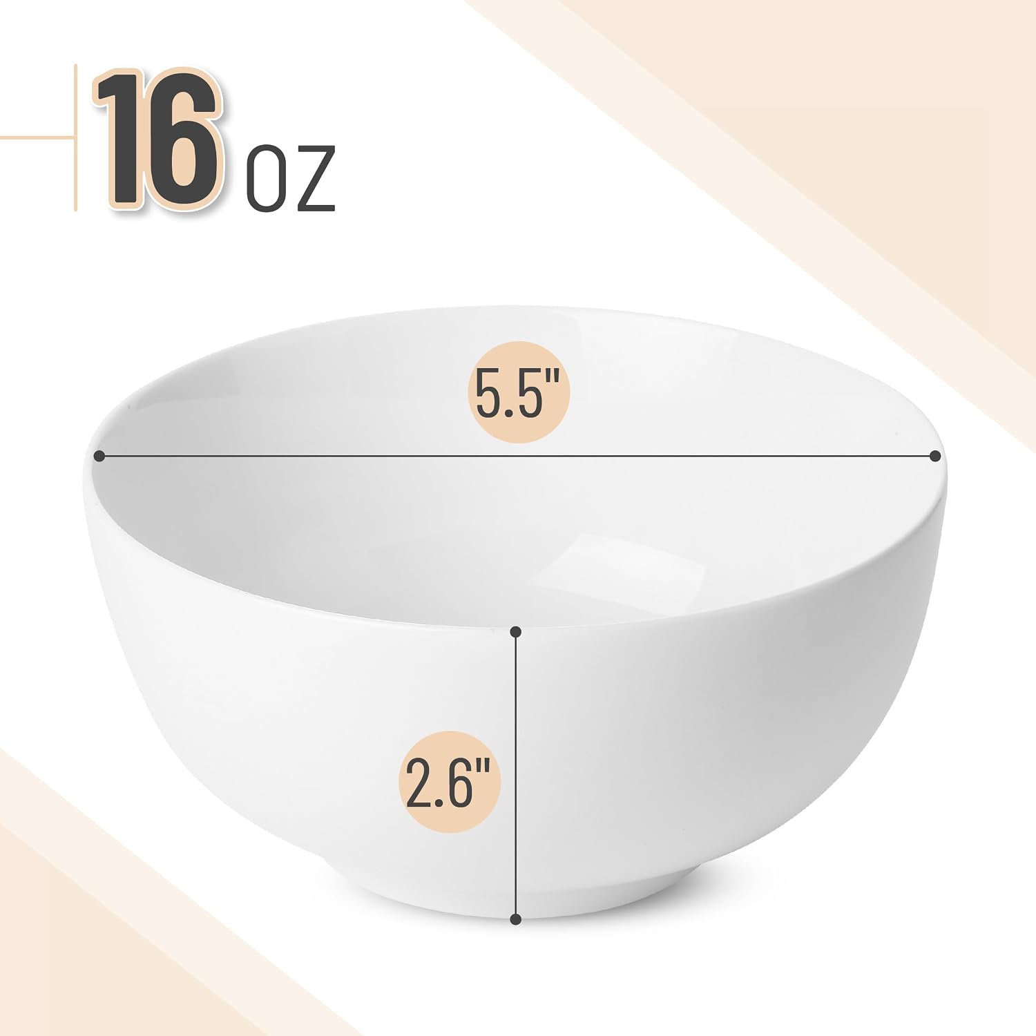 BTaT- White Soup Bowls Set of 12  16 Ounces  Porcelain Dishes for Soup  Rice  Salad  Noodle  Microwave  Oven  Freezer & Dishwasher Safe  Deep White Cereal Bowls for Kitchen  Christmas Gifts