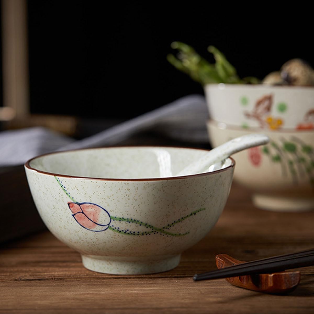 Cereal Bowls Set of 6，10 Oz Ceramic Soup Bowls 4.5 inch Color Kitchen Bowl for Cereal  Salad  Soup  Dessert  or Snacks (6-piece set)