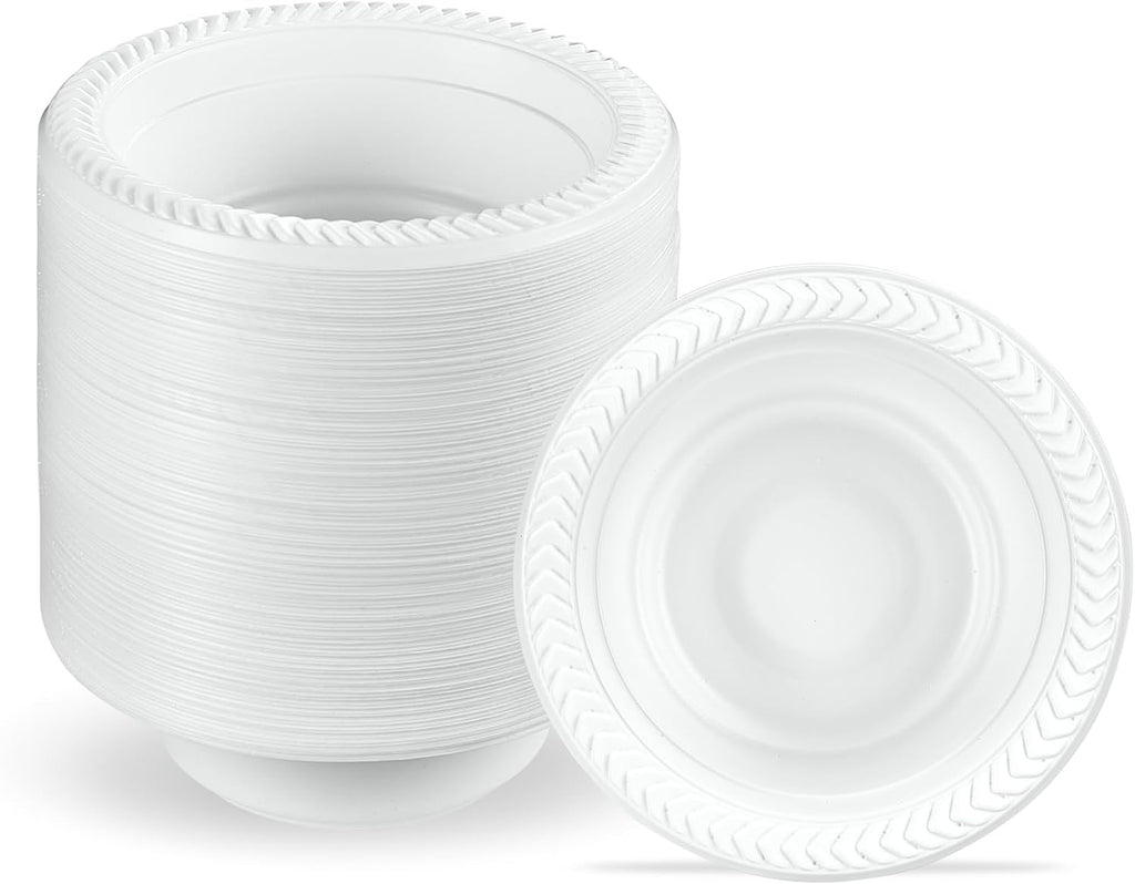 PLASTICPRO 800 PCS White Plastic Bowls 5 oz Premium Quality Light Weight Dishes Disposable Small Plastic Bowls for Dessert Appetizers Soups for Parties Weddings