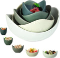 Notakia Salad Decorative Bowls Lotus Shaped Pasta Bowls Dishwasher Safe  Unique Angled Ceramic Bowls for Salad  Pasta  Soup  Rice  Prep  Ideal for Restaurant (Green)
