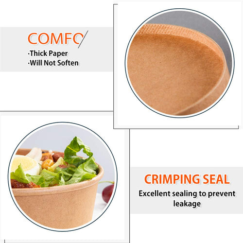 36Oz 50Pcs Large Paper Bowls with Lids  Disposable Soup Serving Bowls Bulk Party Supplies for Hot/Cold Food  Soup (36 OZ)