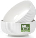 Mfacoy 2 Pack Salad Bowl  8 inch 60 oz Large Serving Bowl Set  Deep Bowl for Kitchen  White Ceramic Bowl Set for Soup  Cereal  Ramen  Pasta  Salad  Dishwasher & Microwave Safe  Easy Clean