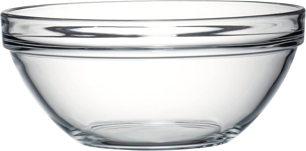 Red Co. 2.6 Quart Fully Tempered Clear Glass Mixing and Prepping Bowl with Safety Rim  Medium