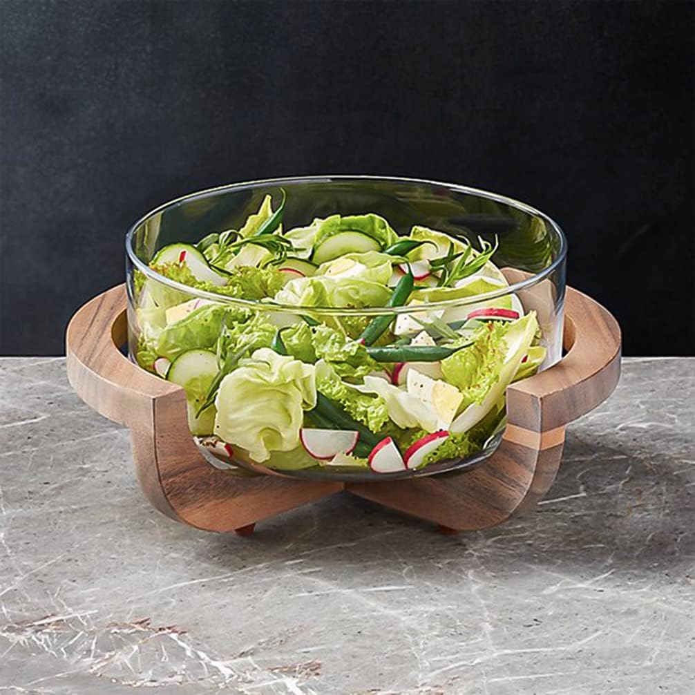 Large Glass Salad Bowl - Microwave & Dishwasher Safe - Centerpiece Serving Bowl - Mixing and Serving Dish - Clear Borosilicate Glass Fruit Bowl and Trifle Bowl  100oz.