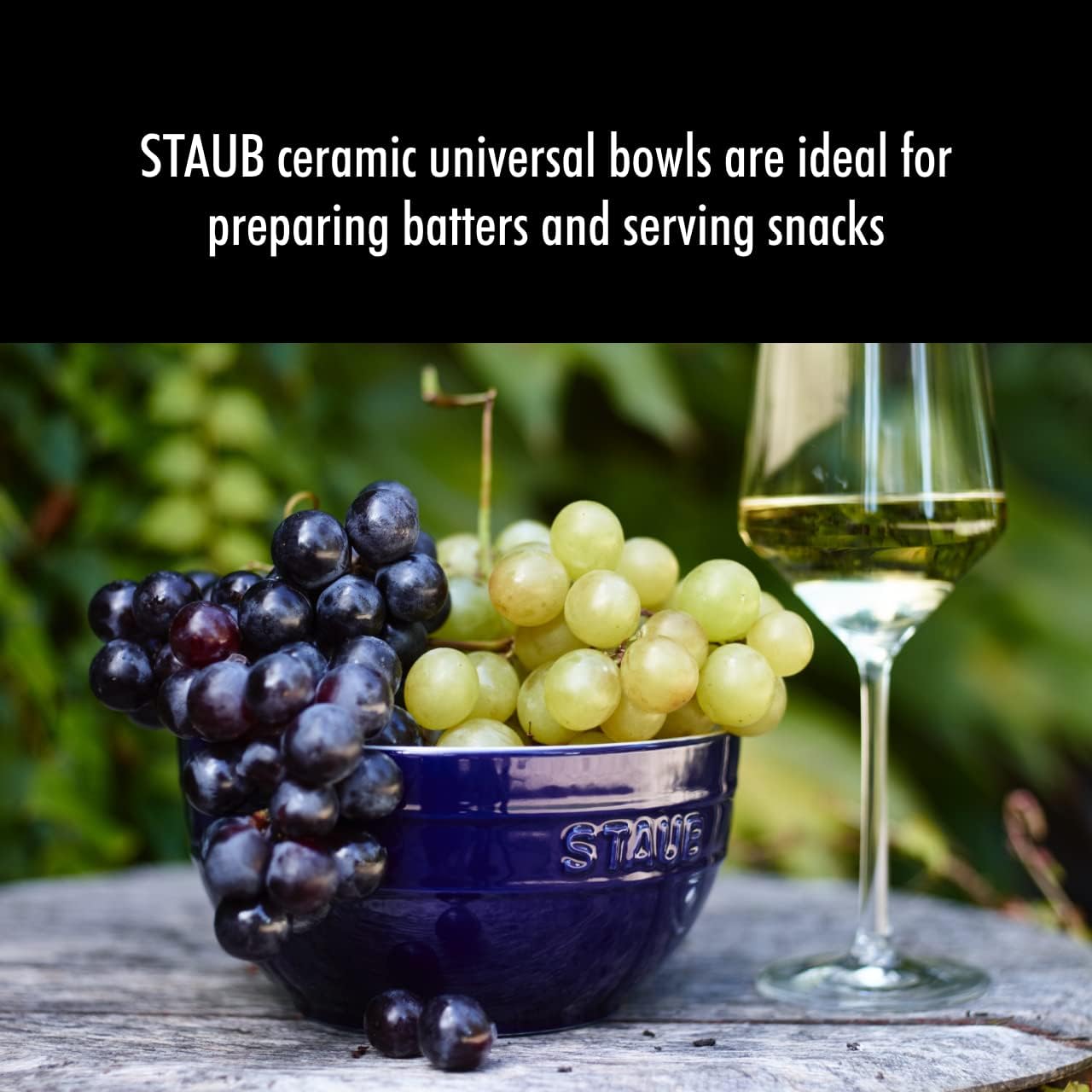 STAUB Ceramic 2-pc Large Universal Bowl Set  6.5-inch/1.25-qt  Dark Blue