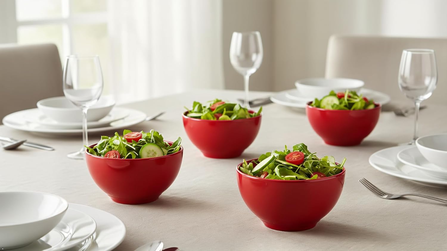 Calypso Basics by Reston Lloyd Melamine Bowl  Set of 6  Red  16 ounces