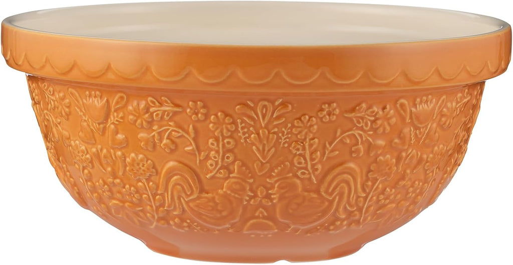 Mason Cash Home to Roost Mixing Bowl | 24cm Earthenware Bowl with Embossed Hen & Cockerel Design | Classic Bakeware for Dough  Pastry & Cake Mixing | Dishwasher & Freezer Safe