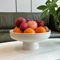 Ceramic Fruit Bowl 11" Decorative Bowl  Large Fruit Bowl for Kitchen Counter  Pedestal Bowl  Kitchen Counter Décor  Bread Candy Snacks Organizer  White (5.3 lbs  68oz)