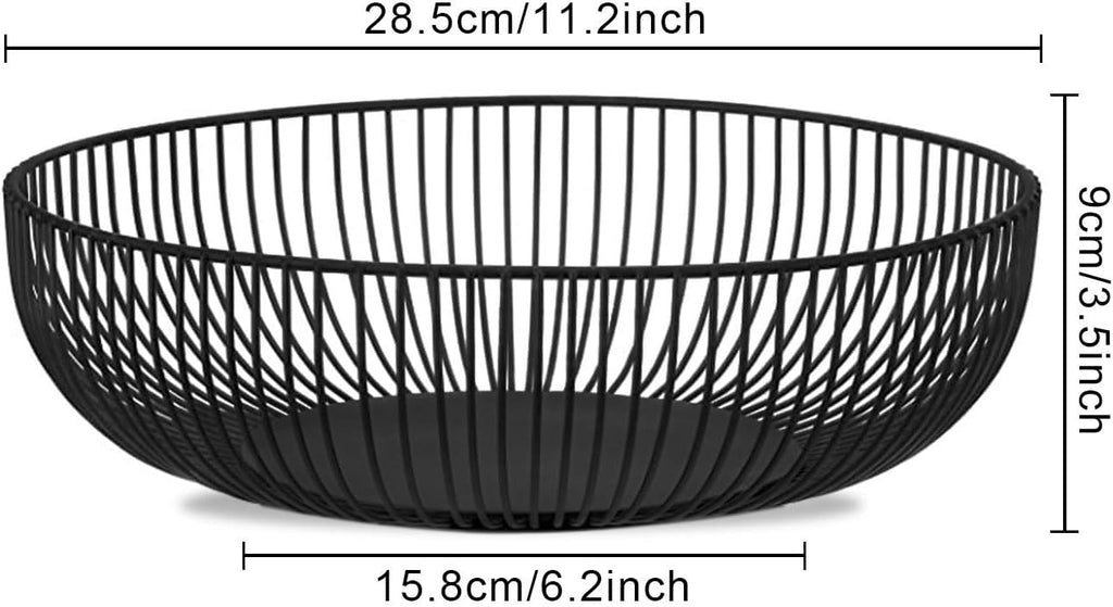IBWell Black Wire Fruit Basket Fruit Bowl Kitchen Fruit Basket Stand Fruit Bowls for the Counters Metal Fruit Bowl (Exposure)