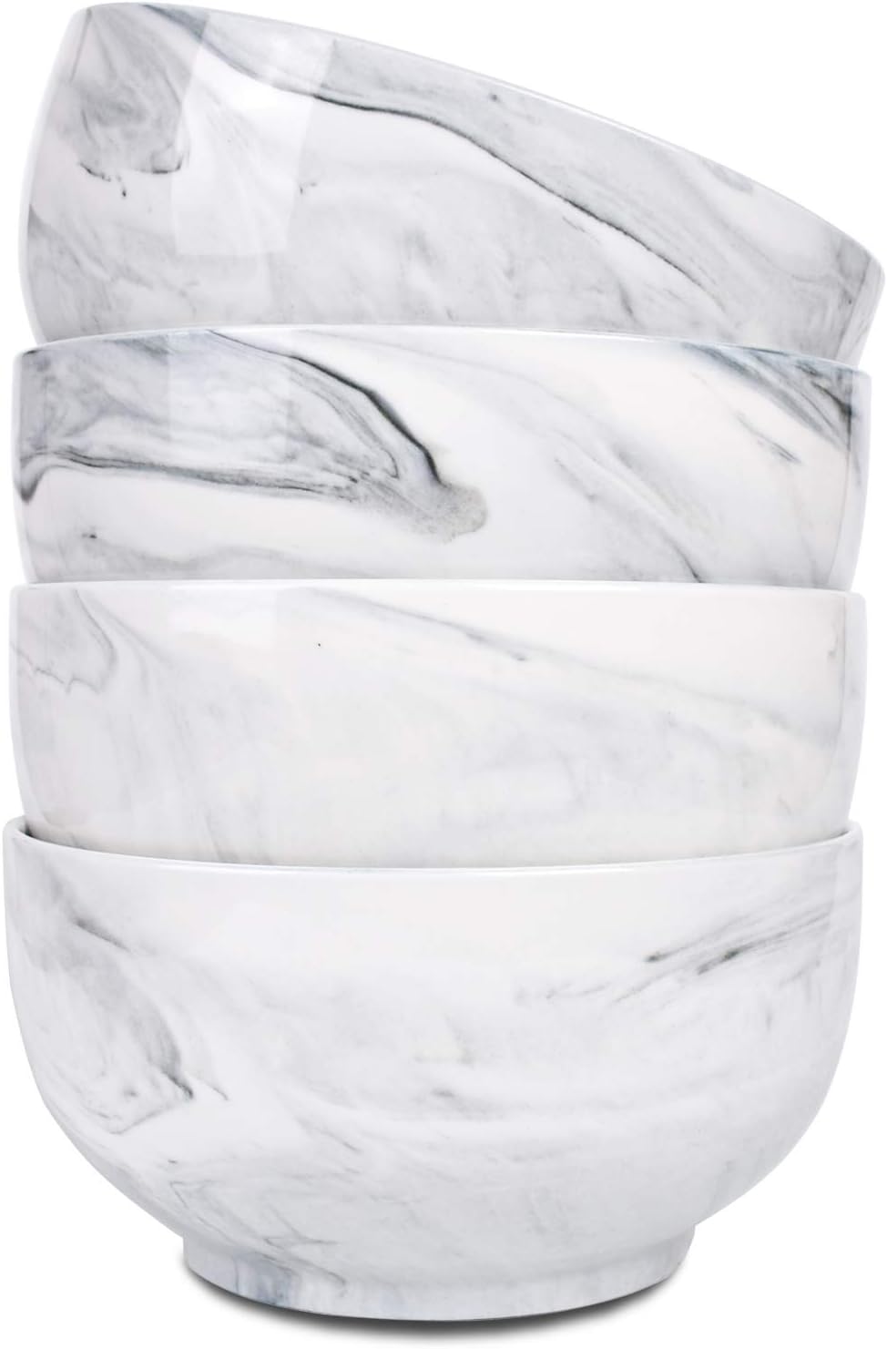 Bosmarlin Marbling Ceramic Bowl Set of 4  33 Oz  Dishwasher and Microwave Safe (33 Oz  B-Grey Marbling)