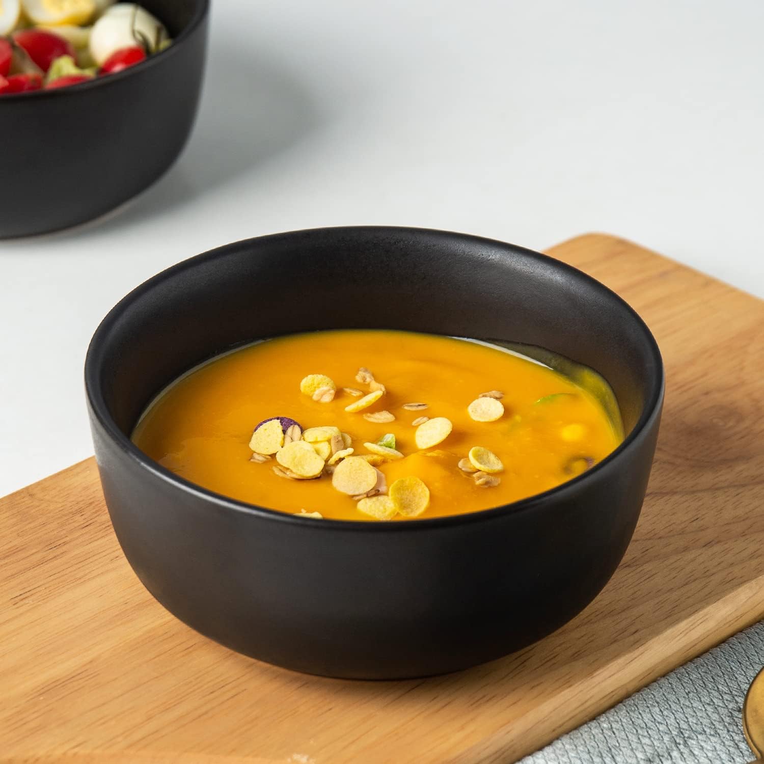 AmorArc Stoneware Cereal Bowls Set of 4  26oz Soup Bowls Set for Cereal Soup Snacks  Modern Kitchen bowls for Meal  Dishwasher &Microwave Safe  Matte Black