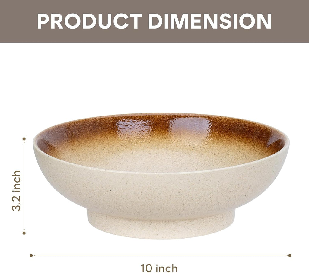 10" Decorative Bowl Ceramic Fruit Bowl for Kitchen Counter Coffee Table  Dining Room Table Centerpiece Bowel Entryway Key Holder & Jewelry Organizer(Wheat Gold)