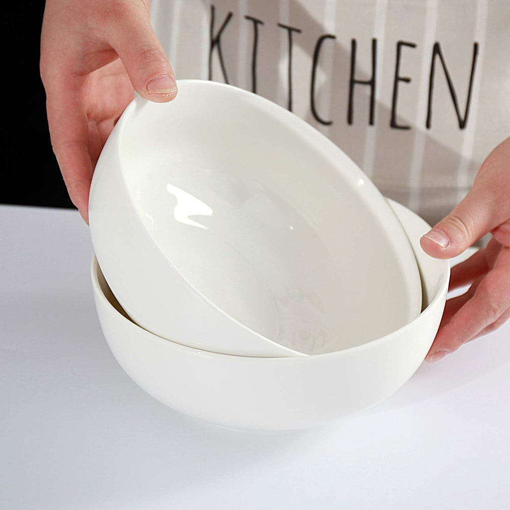 32 Ounce Large Cereal Bowls  Salad Bowls  Pasta Bowls  Soup Bowls  Pho Bowls  Chunni Durable Porcelain White Bowls Set of 4