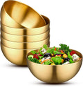 Nuogo 6 Pcs Gold Mixing Bowls Stainless Steel Mixing Bowl Decorative Gold Esthetician Bowls Metal Serving Bowl for Facial Cereal Rice Noddle Fruit Kitchen Party Cooking Baking Prepping(7.9 Inches)