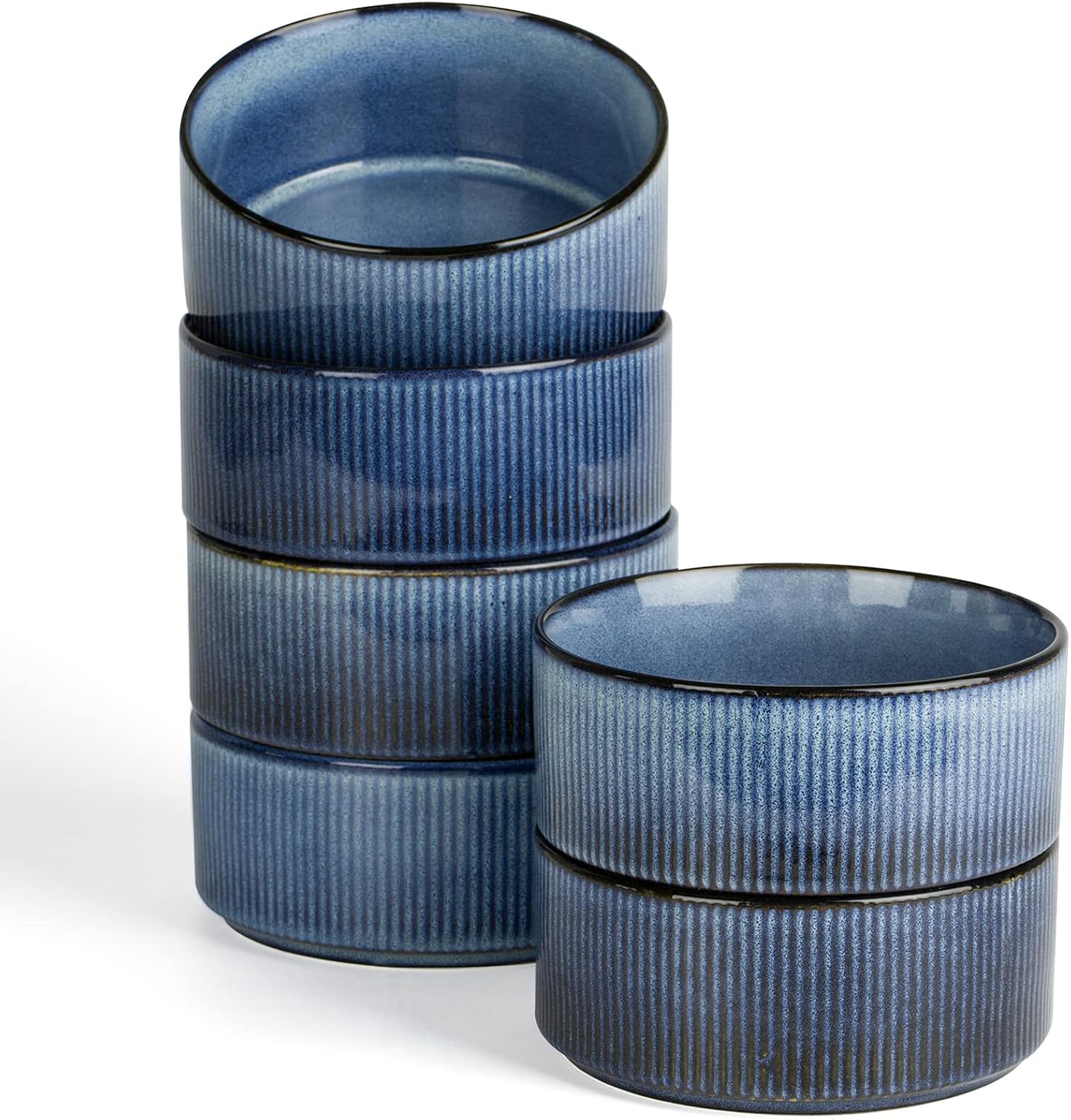 famiware Star Cereal Bowl Set  Soup Bowls Set of 6  Double Reactive Glaze  Stackable  23 oz Deep Bowls Suitable for Cereal  Popcorn  Oatmeal  Dessert - Dishwasher and Microwave Safe  Nebulas Blue