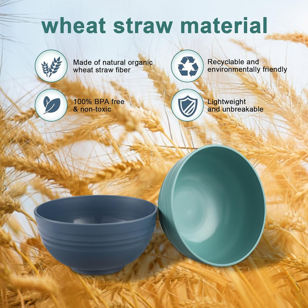 12 Pcs Unbreakable Cereal Bowls Set  26 Oz Wheat Straw Bowls Set  Microwave & Dishwasher Safe Rice Bowls for Kitchen  Reusable Plastic Bowls for Soup  Salad and Snack  BPA Free  Multicolor