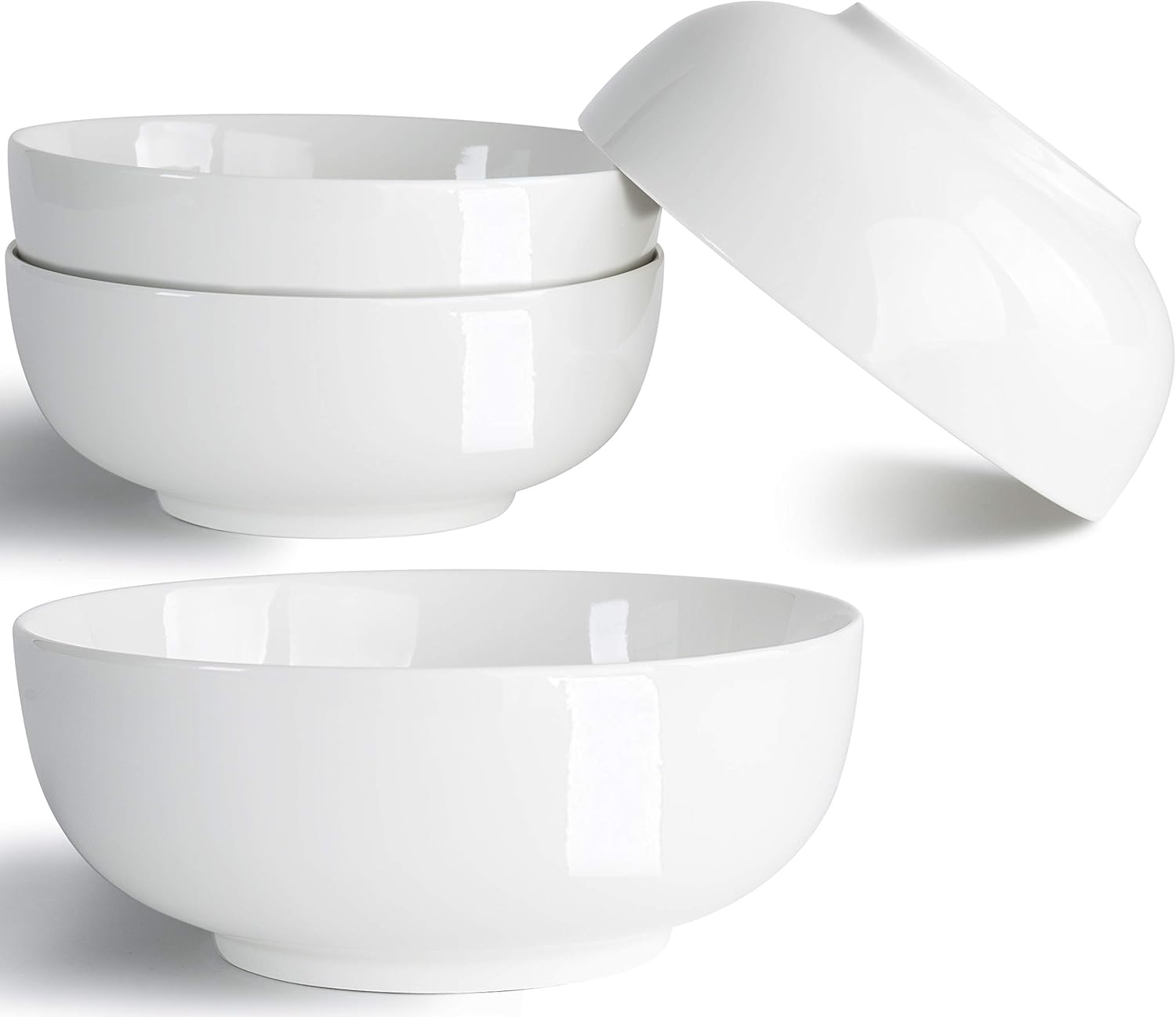 32 Ounce Large Cereal Bowls  Salad Bowls  Pasta Bowls  Soup Bowls  Pho Bowls  Chunni Durable Porcelain White Bowls Set of 4