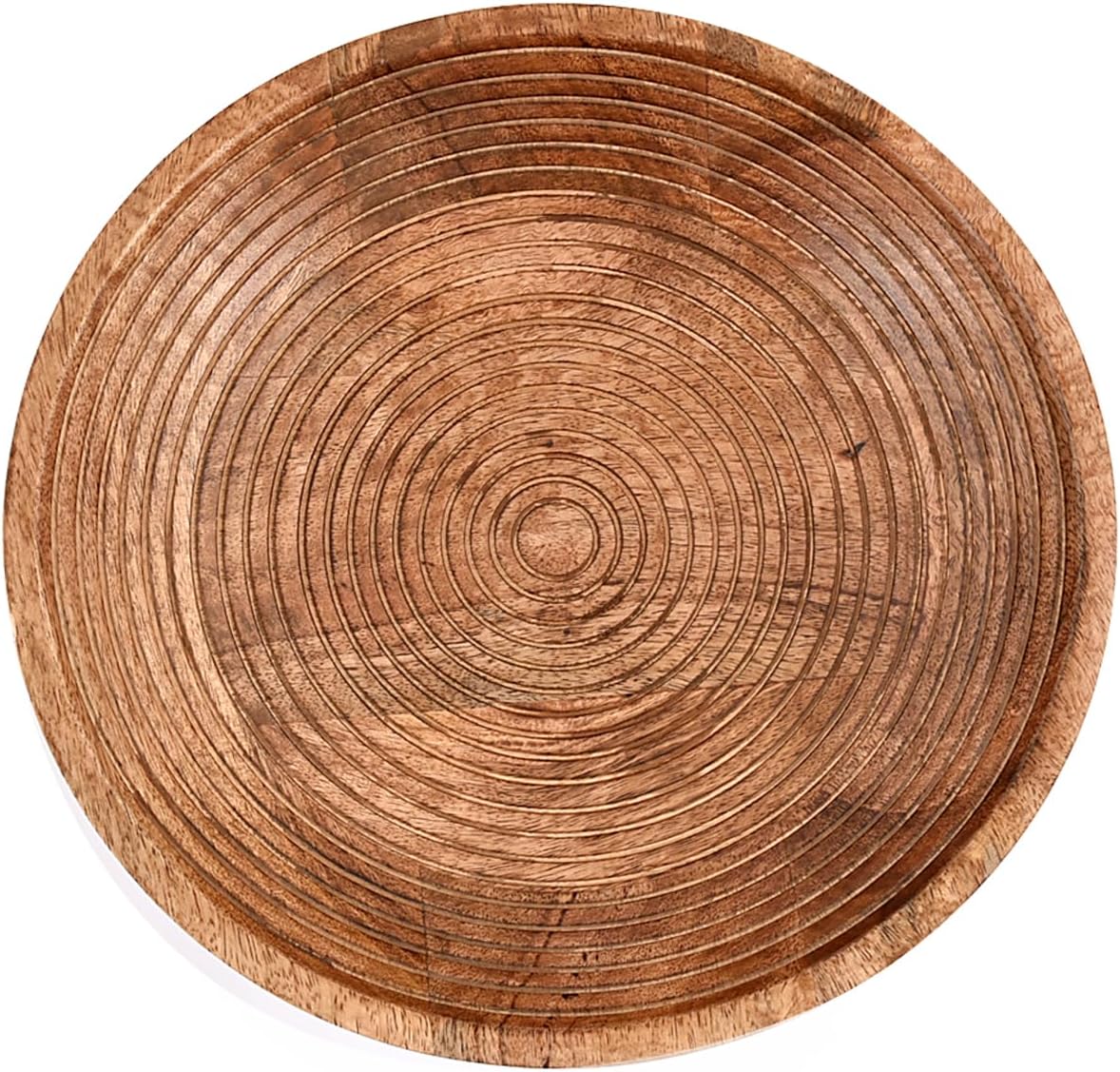 NIRMAN FRUIT BOWL Mango Wood Round Shaped Serving Bowl For Fruit Dessert Platter Tray Dish Kitchen Dining Fruit Dessert Snack (12" x 12" x 5")