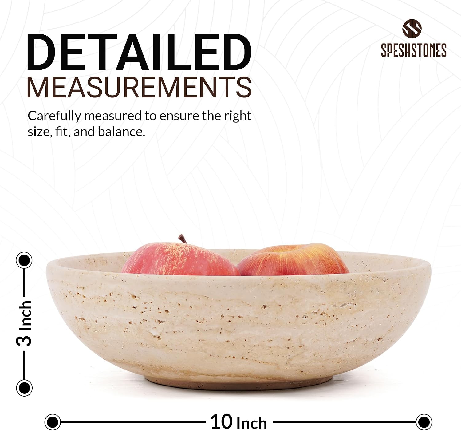 Marble Fruit Bowl for Kitchen Counter 10 Inch Handmade Travertine Gifts  Decorative Bowl for Home Decor  Candy Bowl  Serving Bowls for Dining Tables Centerpieces Decor
