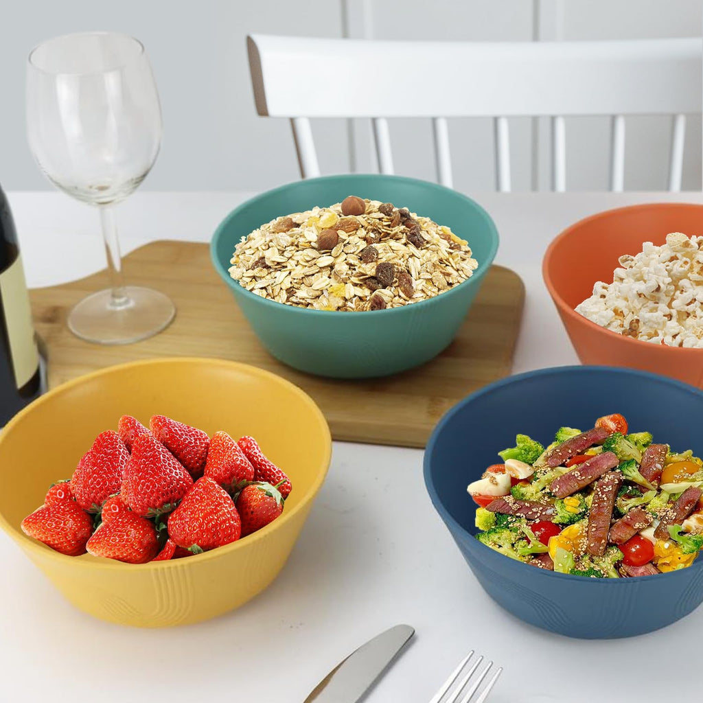 PYRMONT 36 OZ Wheat Straw Bowls Set of 8 Large Cereal Bowls Reusable Soup Bowls Microwave & Dishwasher Safe Unbreakable Bowls Kitchen for Cereal Salad  Rice Noodles - Multi