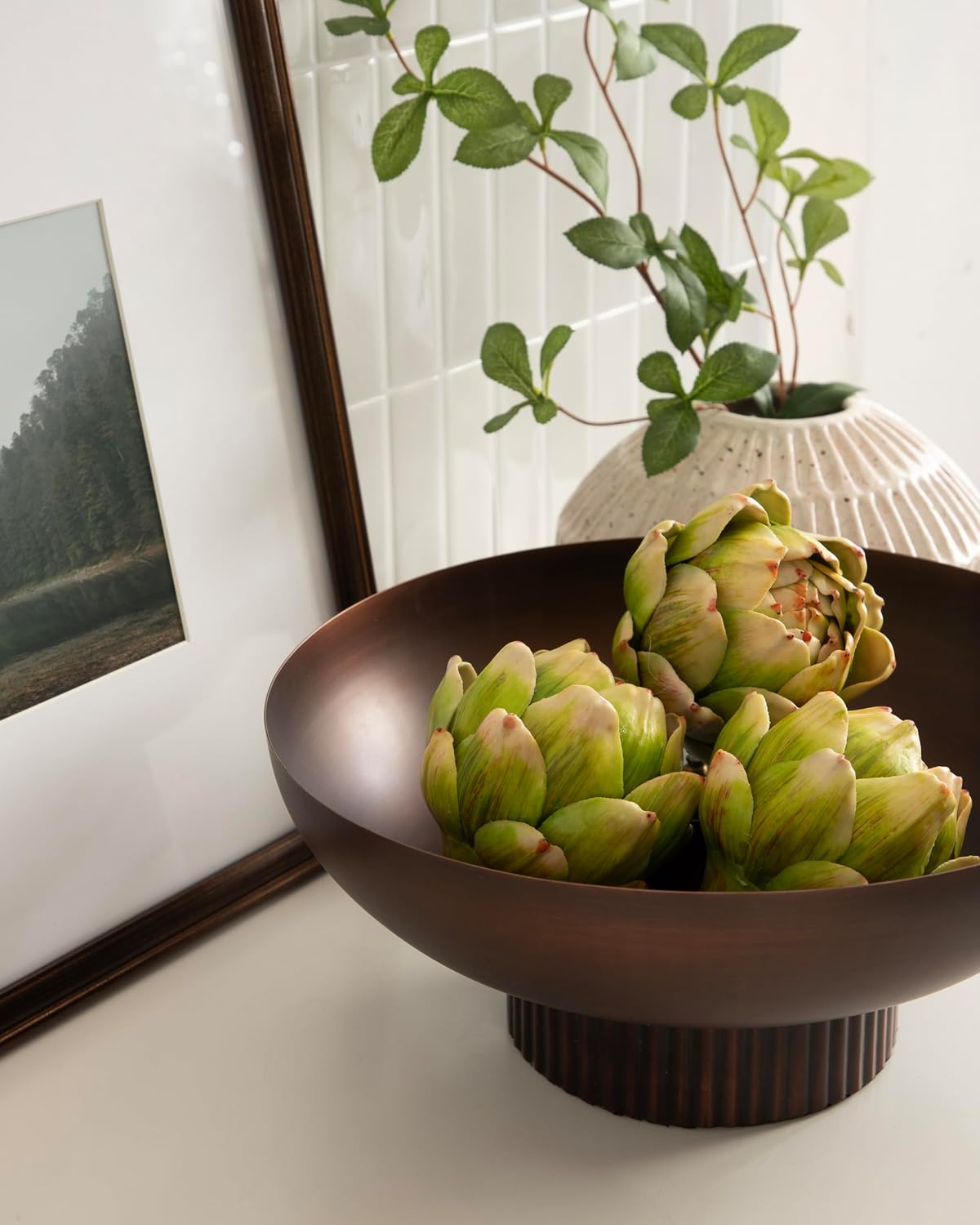 Kate and Laurel Rooks Ribbed Decorative Metal Bowl  12 Inch Diameter  Bronze  Vintage Raised Fruit Bowl for Kitchen Counter or Use as a Key Bowl for an Entryway Table