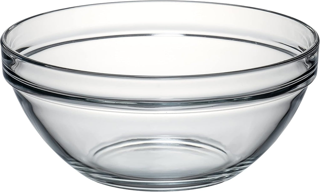 Red Co. 2.6 Quart Fully Tempered Clear Glass Mixing and Prepping Bowl with Safety Rim  Medium