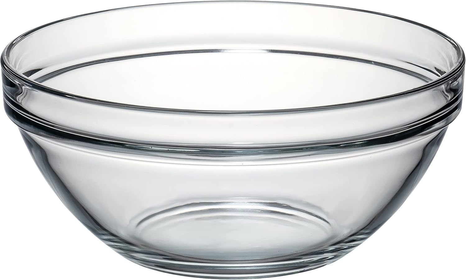 Red Co. 2.6 Quart Fully Tempered Clear Glass Mixing and Prepping Bowl with Safety Rim  Medium