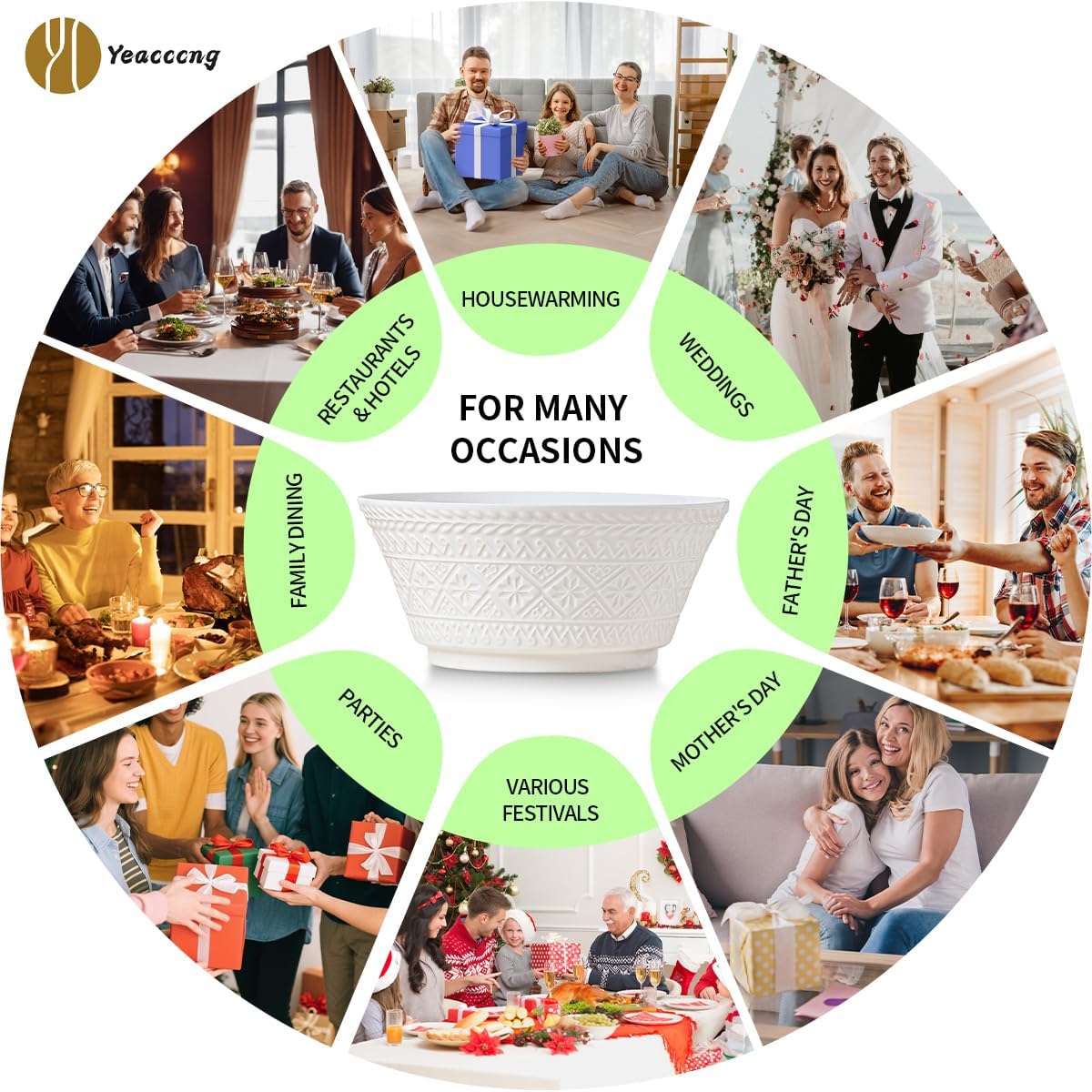 Yeacccng Deep Soup Bowls Set of 4  58oz Large Cereal Bowls  Large Soup Bowl for Kitchen  8.2 Inch Embossment Decorative Bowls  Dishwasher & Microwave Safe  Scratch-Resistant  Lead-Free  Easy Clean
