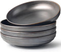 HAPPY KIT Stoneware Pasta Bowls 9''  Set of 4  42 Oz  Reactive Glaze Large Salad Bowls  Ceramic Serving Bowls for Fruit Soup Noodle  Dinner  Scratch Resistant  Bronze Gray